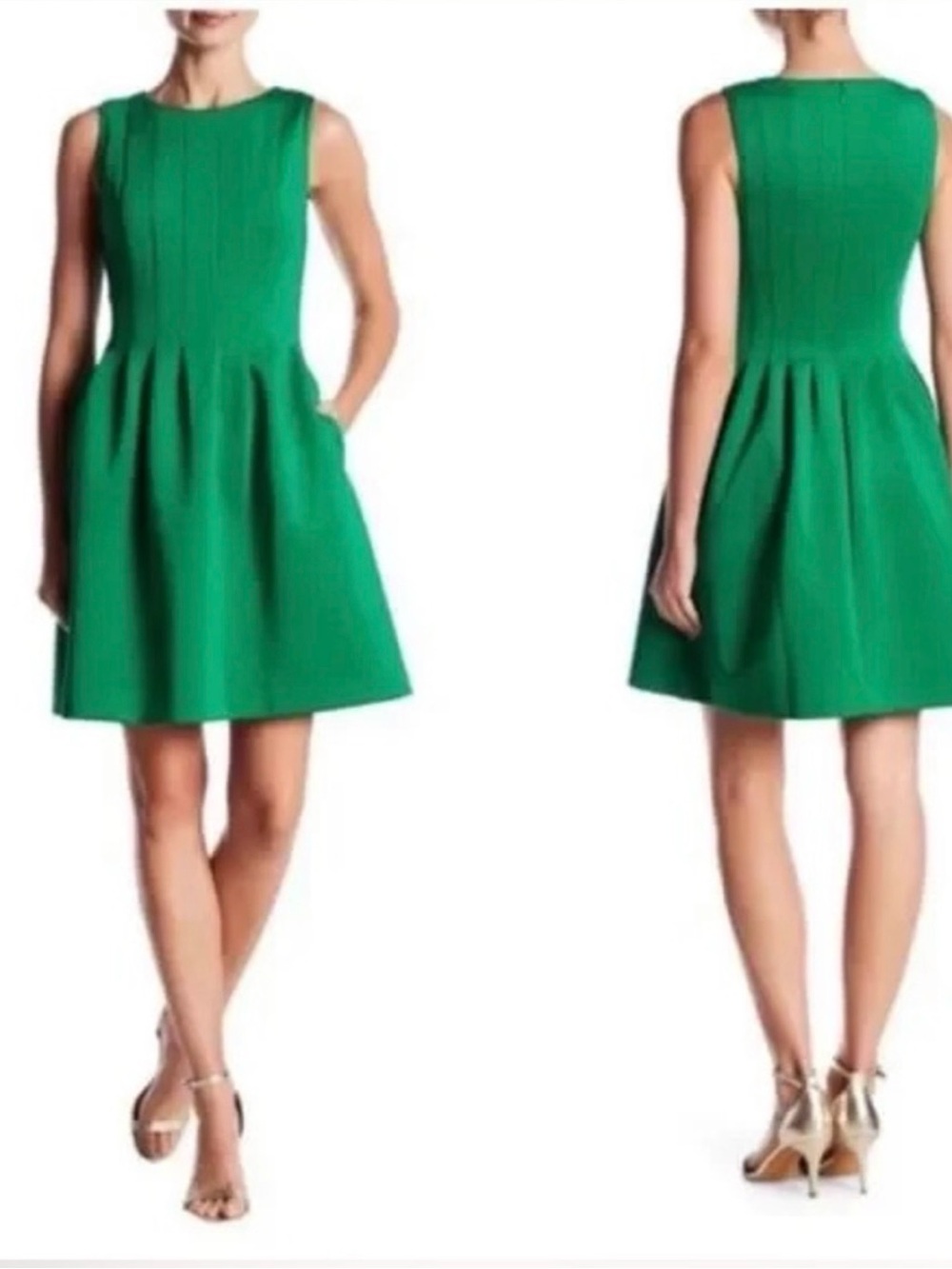 Vince Camuto Emerald Green Sleeveless Fit & Flare Dress